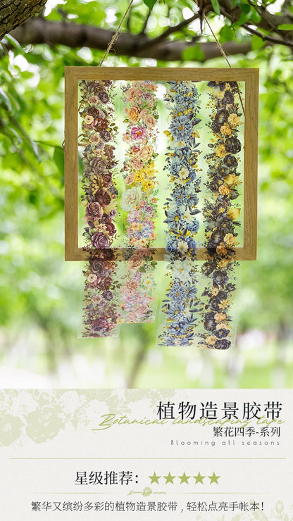 50mm*2m PET Natural Plant Flowers tape Sticker Decorative collage Adhesive Diy Scrapbooking hand made Masking tape.