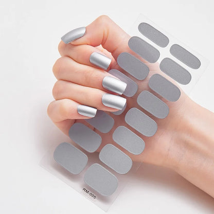 Glitter Gradient Full Cover Nail Art Stickers Fashion Silver Purple Nail Polish Strips DIY Waterproof Nail Foil Sticker Manicur.