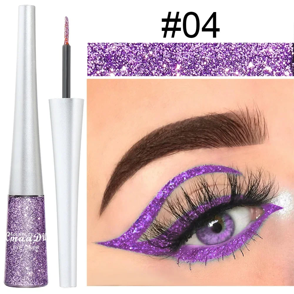 Glitter Liquid Eyeliner Pen Pearlescent Sequins Diamond Bright Shining Eyeliner Waterproof Lasting Eyeshadow Women Cosmetics 1pc