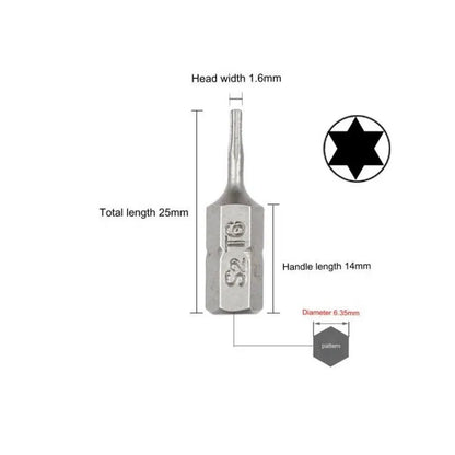 1 Zoll T6 T7 T8 T9 T10 T15 Torx-Schraubendreher-Bit-Set S2 Stahl 1/4 Zoll 6,35 mm Sechskantschaft Elektrowerkzeuge
