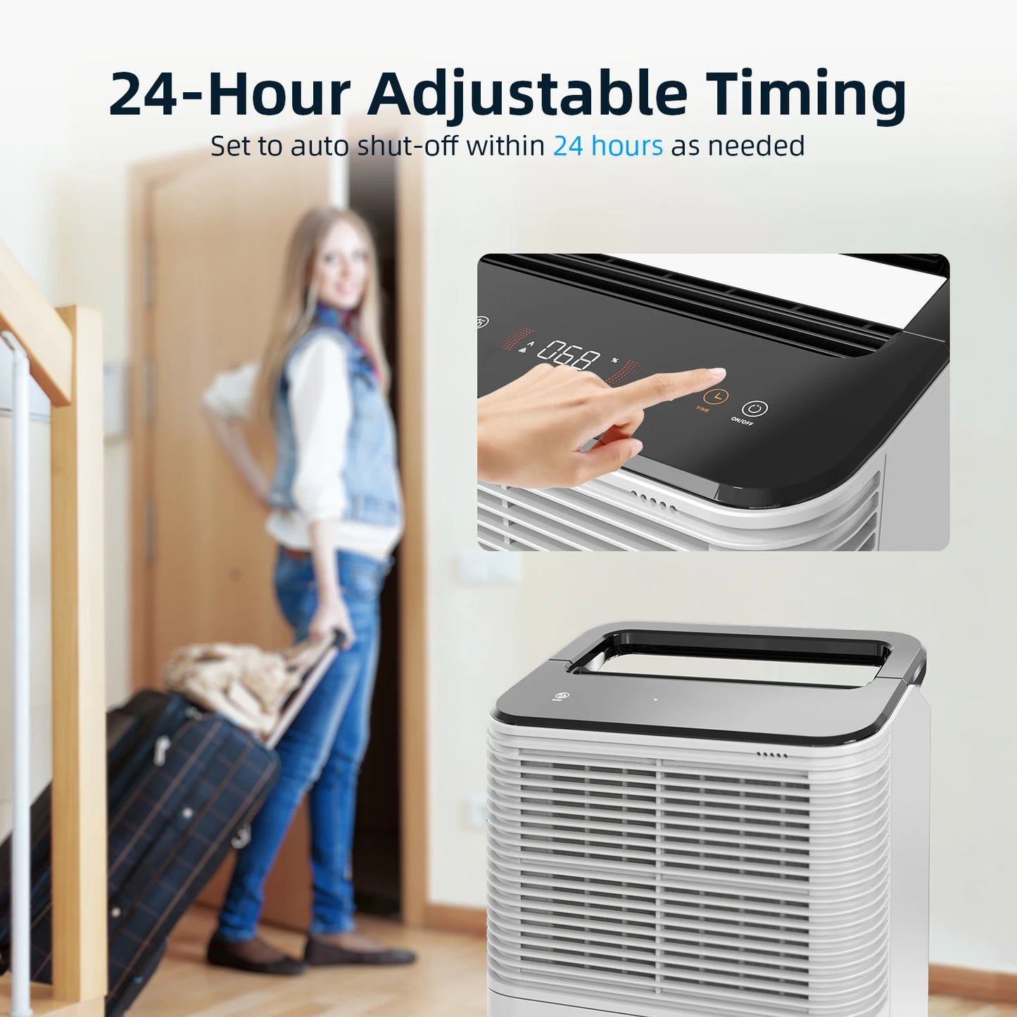 Dehumidifier 16 L/day, Ultra-quiet Electric Intelligent Central Control, Auto Mode, Moisture Display, 24h Timer Home Appliances.