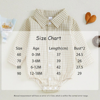 Kleinkind Niedlicher Gitter Revers Overall Kleinkind Dünner Stil Freizeit Einteiliger Baby Herbst Body.