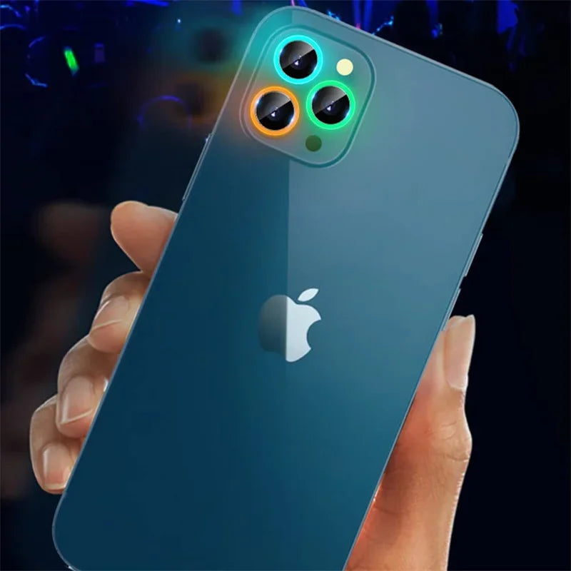 Night Light Luminous Metal Glass Camera Lens Protector for IPhone 16 15 14 1311 Pro Max Plus 12 Mini 16Pro Ring Lens Film Cover.