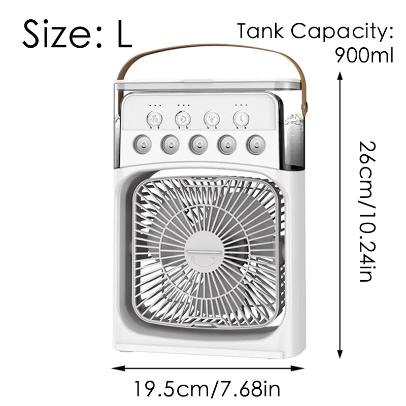Portable Mini Fan 3 in 1 Cooler Home House LED USB Desk Bedroom Indoor Air Conditioner Humidifier Fans Summer Cool Living Room
