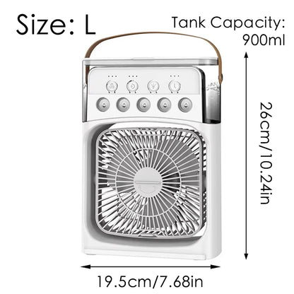 Portable Mini Fan 3 in 1 Cooler Home House LED USB Desk Bedroom Indoor Air Conditioner Humidifier Fans Summer Cool Living Room