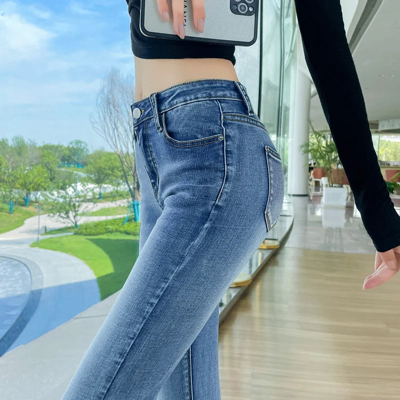 Y2k Women's Jeans Elastic Slim Fashion Pencil Pants Streetwear Jean Female Clothing Vintage Skinny Jeans Stretch Denim Trousers.