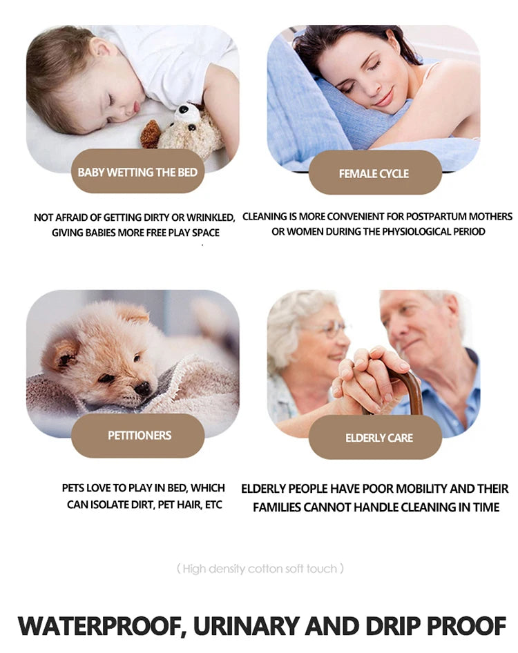 3/4pcs Solid Beding Set, Waterproof Fitted sheet & Bed Sheet & Pillowcases Soft, Queen, KIng, Full, Twin Size, White and Gray.