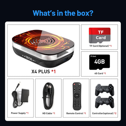 KINHANK Amlogic S905X4 Retro Video Game Console Super Console X4 Plus 90000 Game for 60+ Emulator Arcade/MAME/NAOMI Game Console.