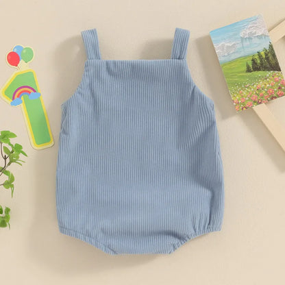 Baby ersten Geburtstag Stram pler, ärmellose Knopf verschluss Buchstaben Bodysuit lässige Overalls für Mädchen Jungen.