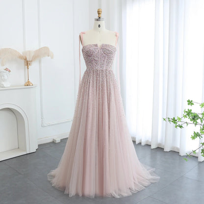 Sharon Said Luxus Perlen Blush Pink Dubai Abendkleid mit Trägern Weinrot Arabisch Arabisch Hochzeit Party Kleid SS263 Maßgeschneidert.