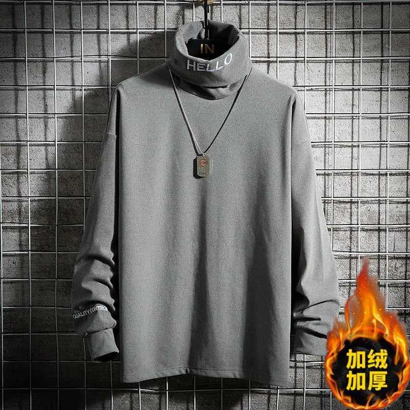 Men's Autumn Winter New Long Sleeve Thick Simplicity Casual Tops Youth All-match Harajuku T Shirts Fashion Vintage Men Clothing.