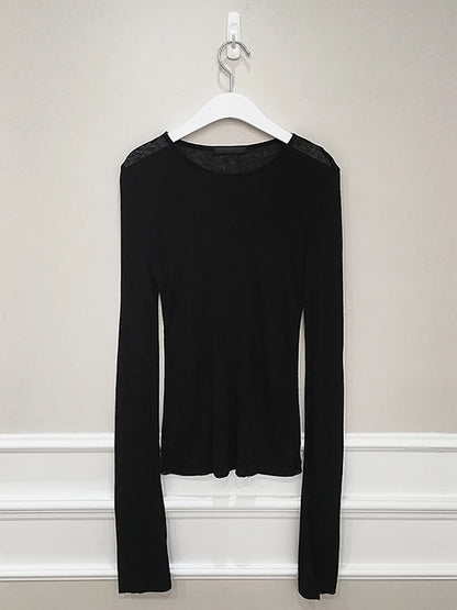 Sexy Shirt Women T-Shirt Long Sleeve Korean Style Slim Basic Elasticity Tshirt Top Womens Clothing T Shirt Femme