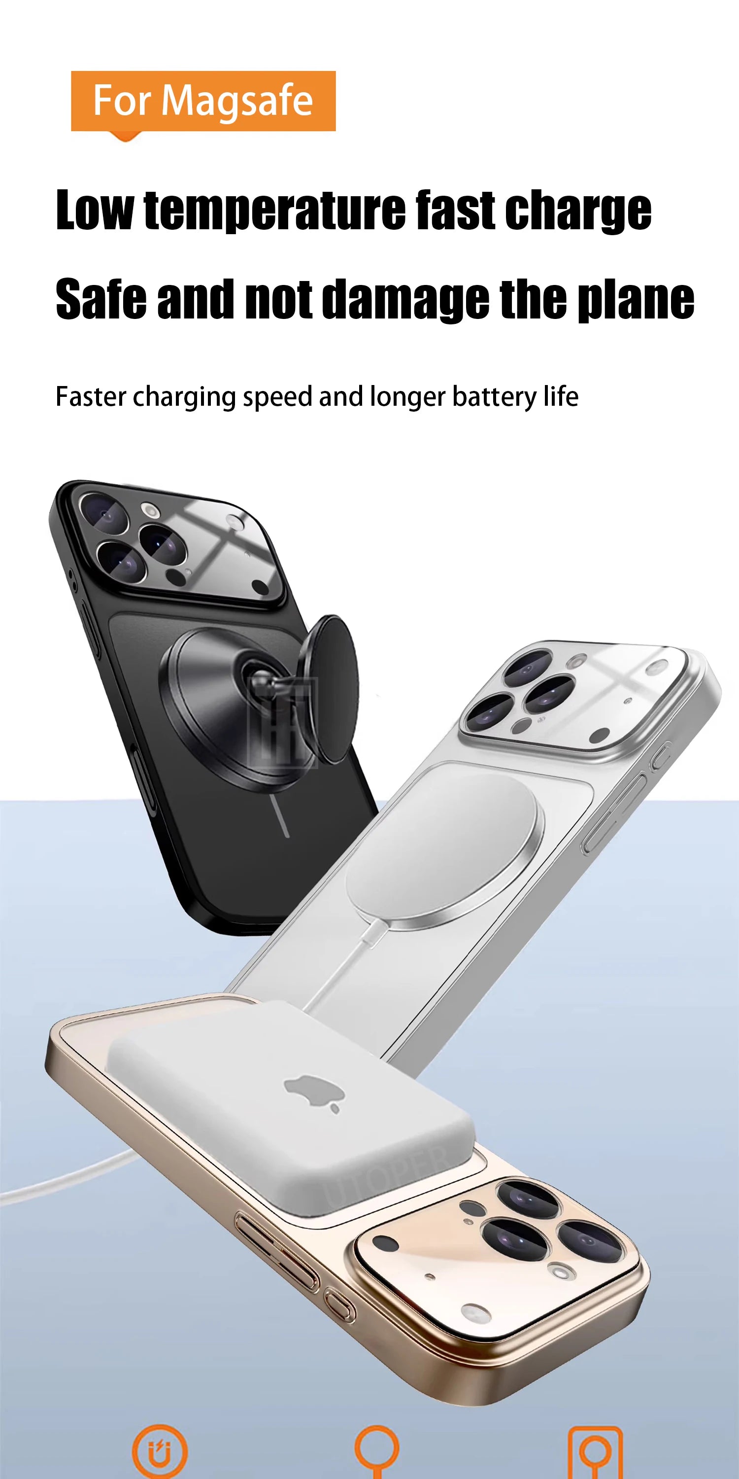 Luxury Large Frame Glass Lens Protect New Phone Case for iPhone 17 Air 16 15 14 13 Pro Max 17 Pro Magsafe Magnetic PC Hard Cover.