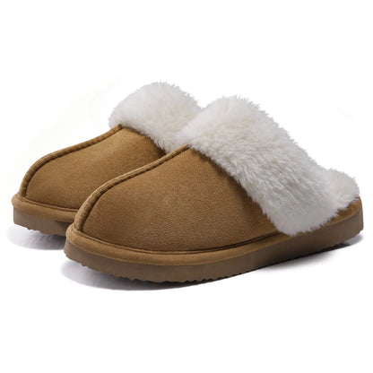 Kidmi Winter Men Plush Slippers Suede Fuzzy Soft Fluffy Collar Lining Men Slippers Indoor Warm Furry Fur House Flat Men Shoes
