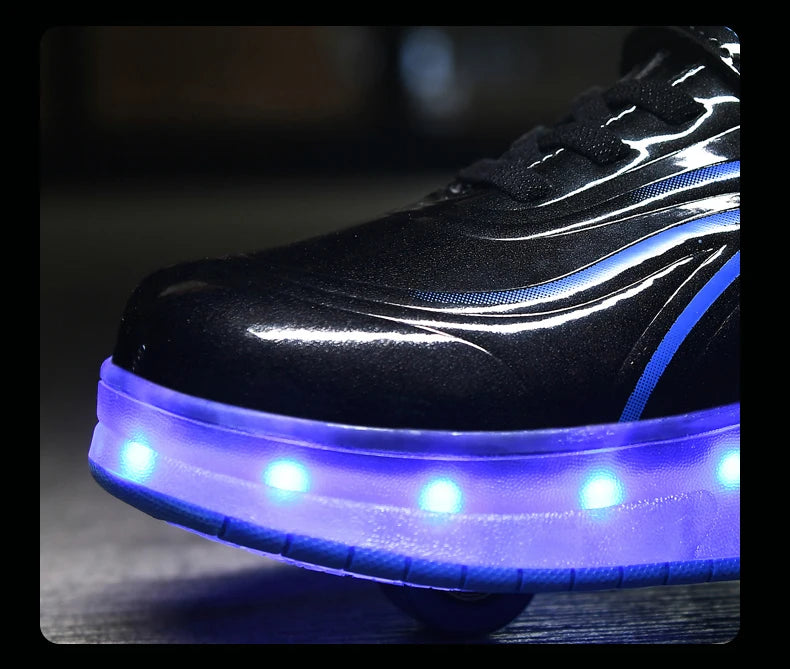 Two Wheels Children's Led Light Roller Skate Shoes For Kids Boys Girls Luminous Sneakers Skateboard USB Charging.