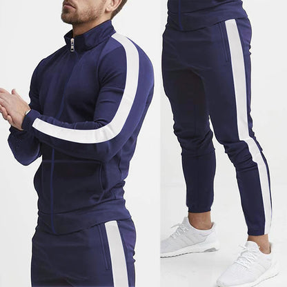 Frühling und Herbst neue Freizeit Herren Sport Set farbige Herren Stehkragen Casual Set trend ige Sport 2-teiliges Set.
