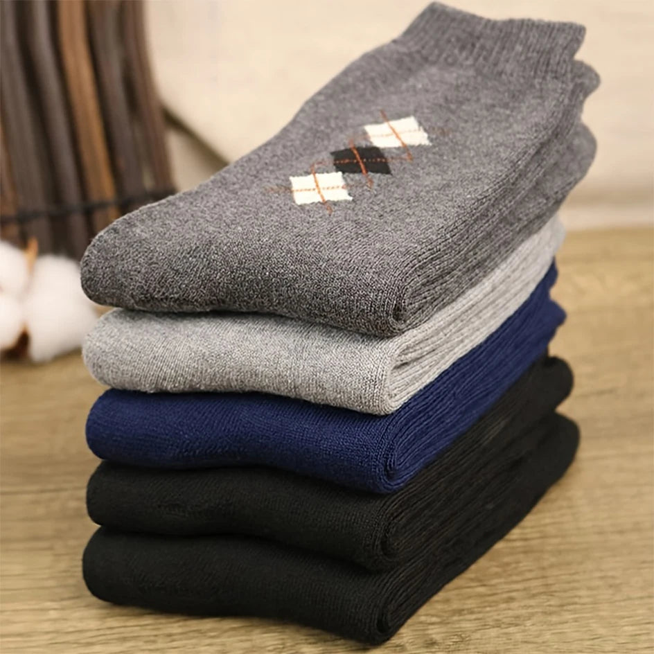 5 Pairs Men Thicken Warm Socks High Quality Casual Comfortable Soft Against Cold Snow Winter Middle Tube Women Male's Sock.