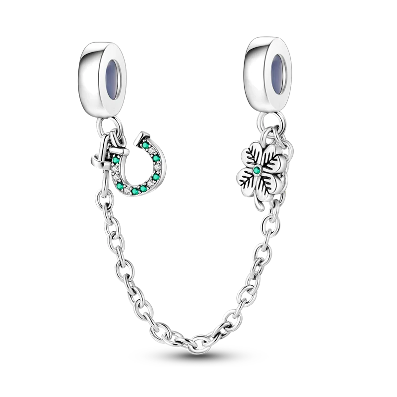 Silver Clasp 925 Sterling Silver CZ pave Clip Charms Daisy Beads Stopper Safety Chain fit Original Bangle Bracelet Jewelry Clip