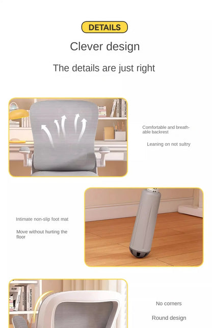 Computerstuhl, Heimsitz, Taille, Studentenschreibtisch, Arbeitsstuhl mit Lift und verstellbarer Rückenlehne