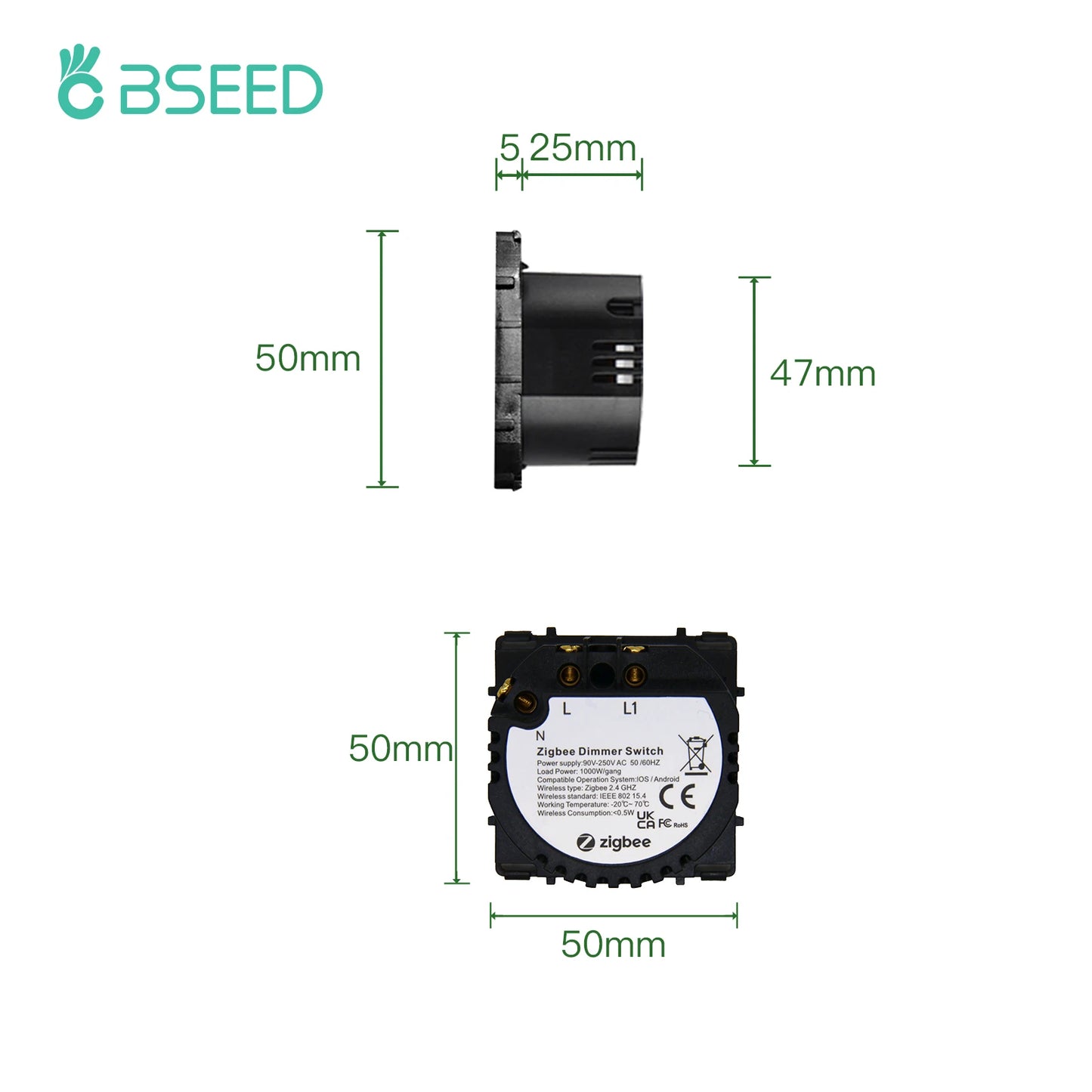 Bseed EU Standard Zigbee Lichtschalter Teile 1/2/3Gang Dimmer Vorhang Modul DIY Teil Tuya Smart Life Control Neutral Erforderlich.