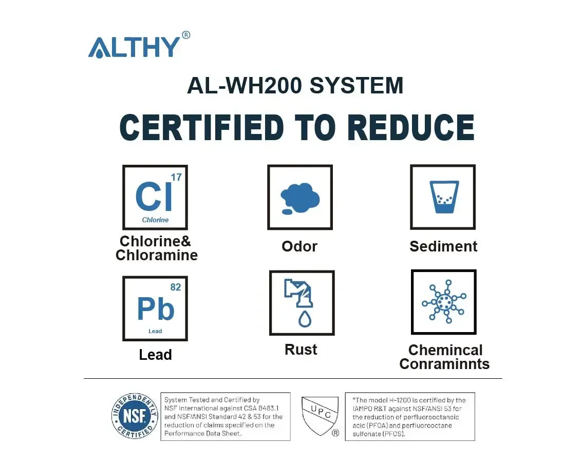 ALTHY Whole House / Commercial Water Filter Purifier System, Certified to Removes Lead, Chlorine,Sediment, Chemincal &Odor.