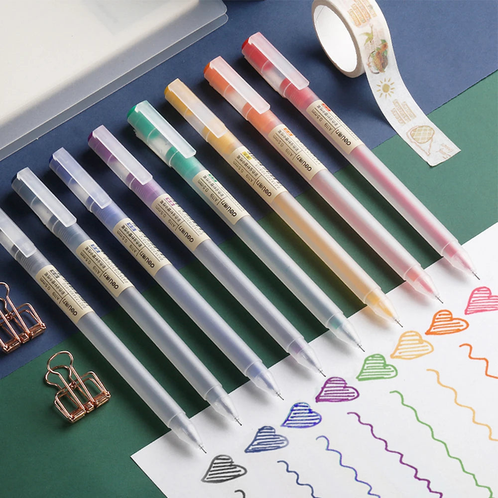 Deli 12 Teile/satz Gel Stift Schule Stifte Set Stift 0,5 MM Farbe Tinte Schreibwaren Student LieferungenWasser-basierte Stift Schreiben malerei Werkzeuge.