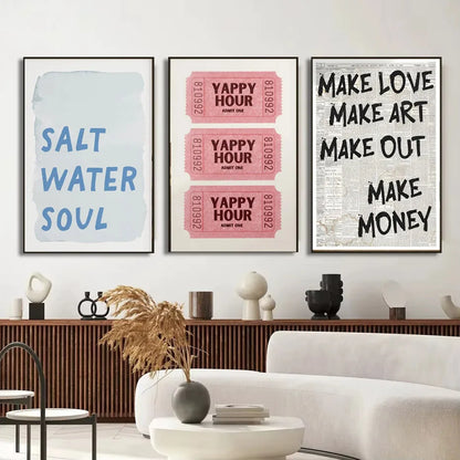 1pc Simple Trendy Text Printing Poster, Simple Canvas Wall Decoration, Modern Art Home Decoration, Living Room Decoration.
