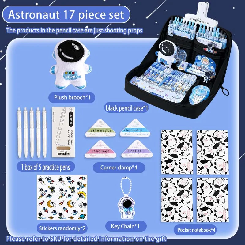 17/31 Astronauten-Federmäppchen-Set, 12-lagige Schreibwarentasche mit großem Fassungsvermögen, Kosmetiktasche, geeignet für Büro- und Schulgebrauch.