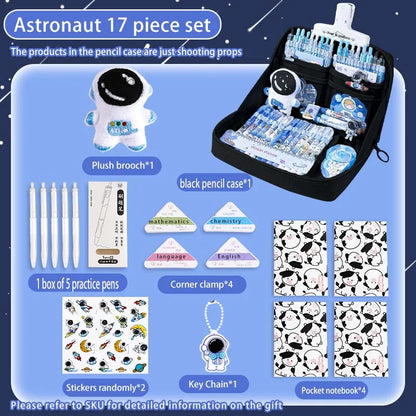 17/31 Astronauten-Federmäppchen-Set, 12-lagige Schreibwarentasche mit großem Fassungsvermögen, Kosmetiktasche, geeignet für Büro- und Schulgebrauch.