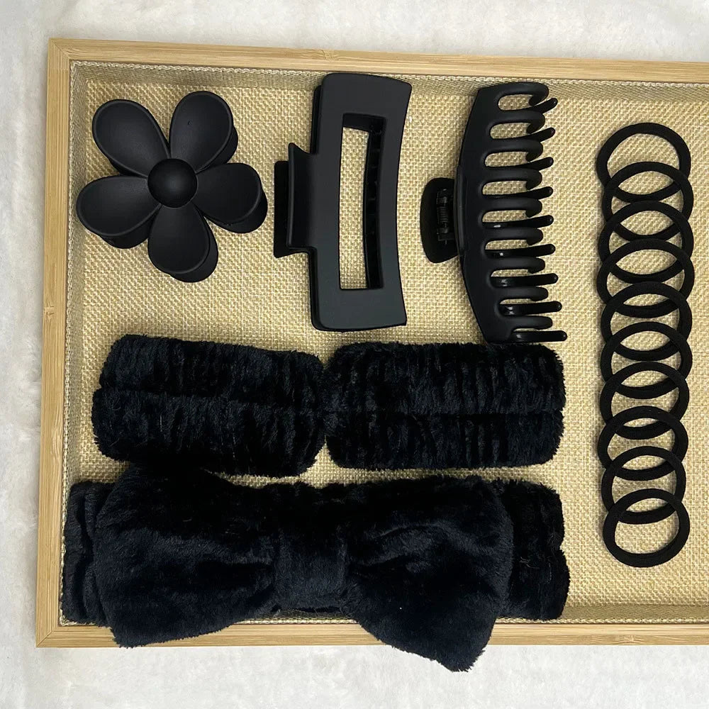 16-Piece Hair Band Set - Colorful Matte Elastic Headbands with Bow, Non-Slip Wash Face Bands for Women & Girls.