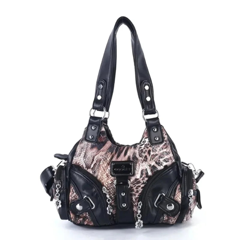 Women Handbags Soft Tote Bag Small Top-handle Fashion Satchel Multi-Pockets Leopard Shoulder Bag Hobos Phone Pack.