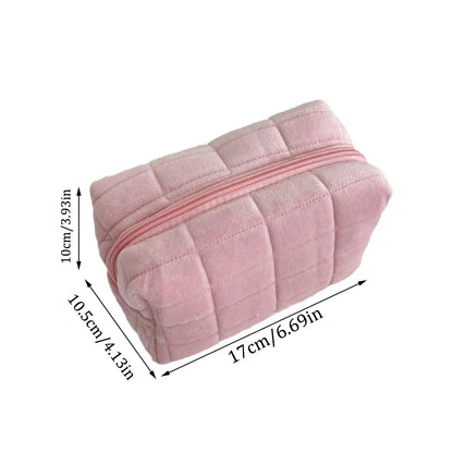 Cute Plush Makeup Bag for Women Portable Travel Small Cosmetic Bags Solid Color Zipper Toiletry Bag Washing Pouch Storage Bags.