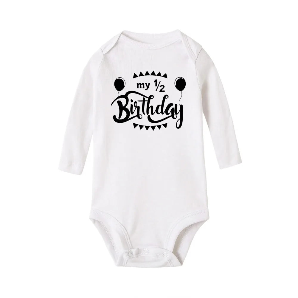 Baby Body Es Ist Mein Halb Geburtstag Briefe Drucken Weiß Kind 1/2 Geburtstag Party Outfit Kleidung Baby Infant Dusche Tragen geschenke