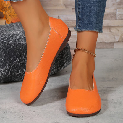 Popular flat sole single shoe round toe bean shoes 2024 new soft soled women's shoes large size single shoe grandmother shoes.