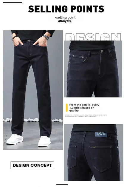 2024 herbst/Winter Neue männer Jeans Business Lose-Fit Gerade Bein Hohe Taille Baumwolle Casual Trendy hosen