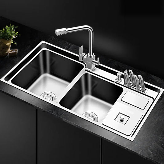 304 stainless steel kitchen sink double-bath thickened   countertop or   WF9141530
