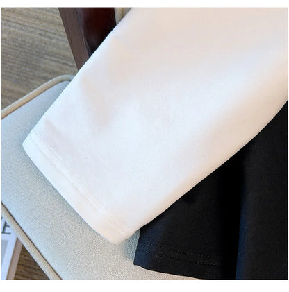 170kg plus size Damen büste Frühling Herbst loser Polo kragen kontrastieren des Sweatshirt schwarz lila 4xl 5xl 6xl 7xl 8xl 9xl