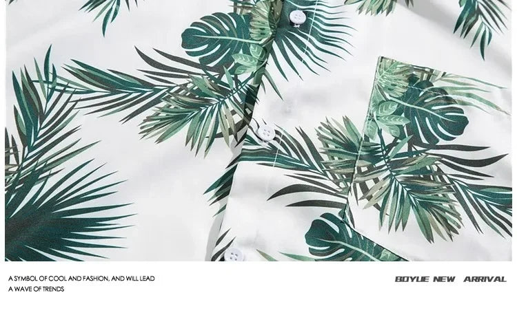 Shopee Popular Men's Loose-fit Hawaiian Vacation Beach Shirt Shorts Set Summer Casual Comfortable Clothing.