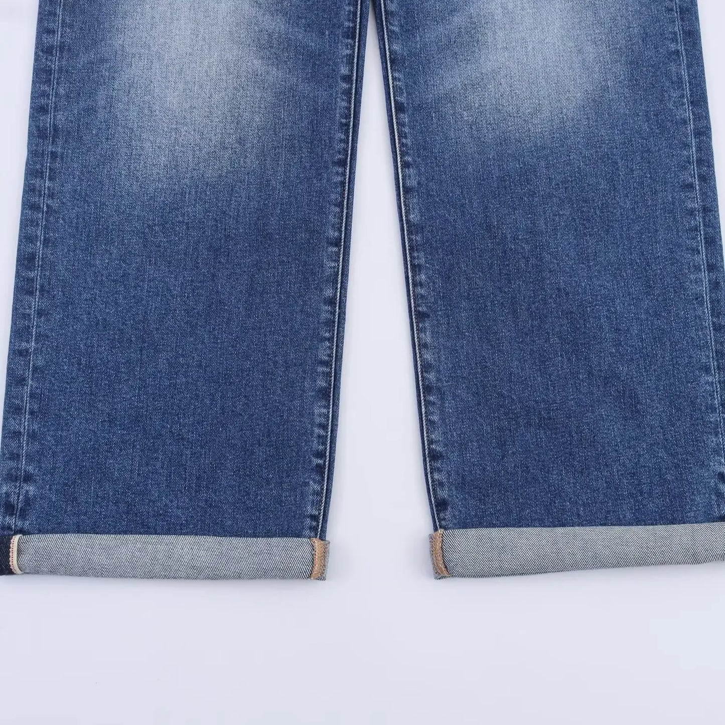 HH Women Denim Pant Sets Turn-Down Collar Long Sleeves Belt Autumn Coats+Pockets Loose High Waist Zipper Hemming Trousers