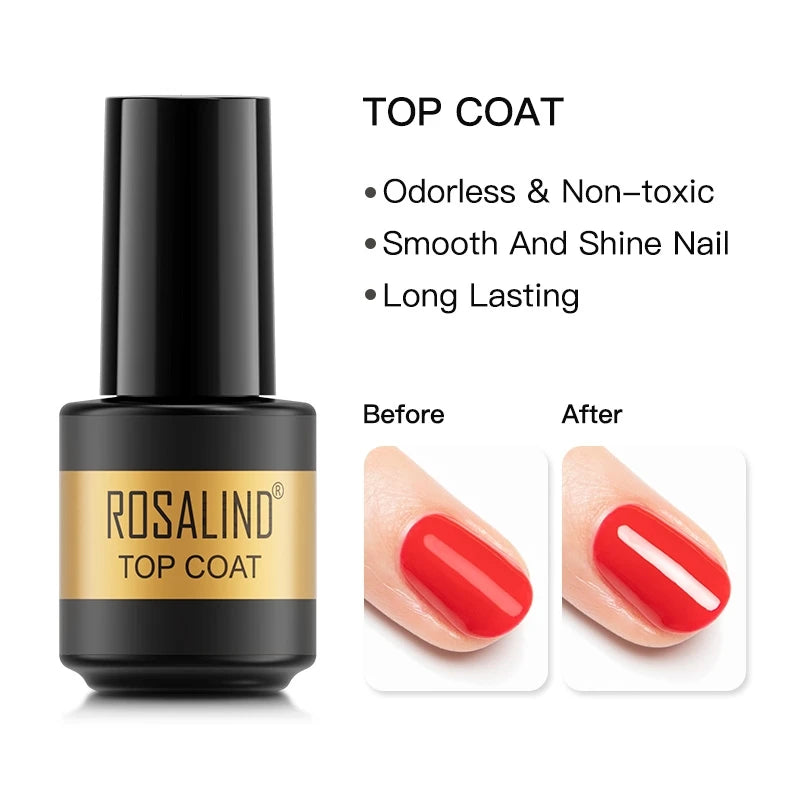 ROSALIND Red Series UV Nail Gel Hybrid Varnish Semi Permanent For Manicure Art Nail Polish Matt Base Top Coat Gel Nail Polish