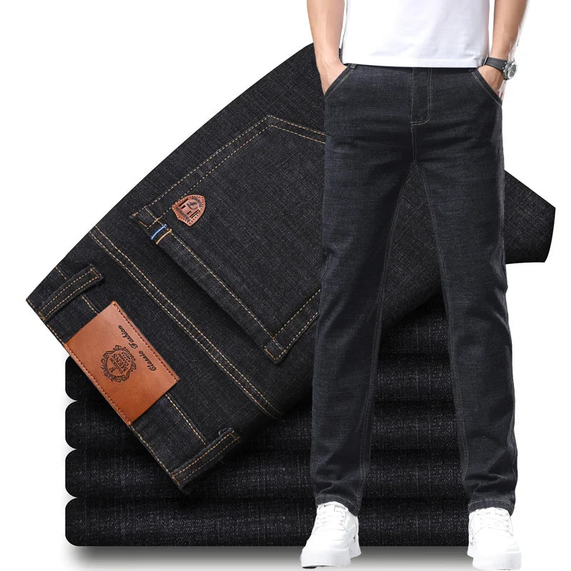 2024 Fashion Men Stretch Loose Straight Jeans Casual Elastic Slim Fit Denim Pants Male Brand Business Trousers Large size 38 40