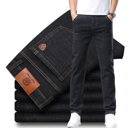 2024 Fashion Men Stretch Loose Straight Jeans Casual Elastic Slim Fit Denim Pants Male Brand Business Trousers Large size 38 40
