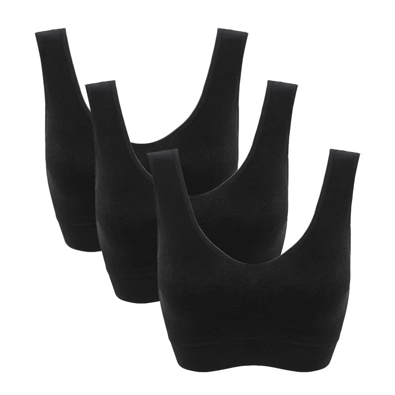 3PCS/lot Seamless Bra With Pads Plus Size Bras For Women Active Bra Wireless Brassiere Push Up Big Size Vest Wireless BH 5XL.