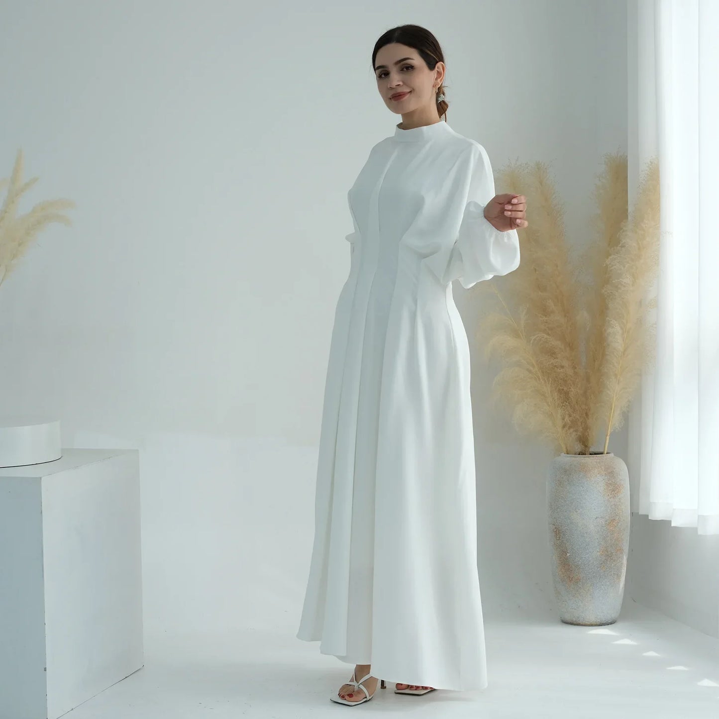 Elegant Muslim Dress Ramadan Pleated Abaya for Women Slim Waist Long Dress Islamic Clothing Muslim Eid Party Dresses Hijab Robe.