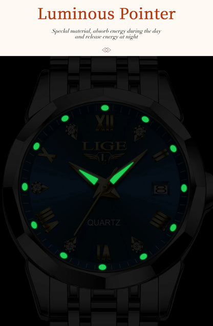 LIGE Elegant Ultrathin Nordic Simple Style Quartz Movement Women's Wristwatch Fashion Stainless Steel Bracelet Belt Woman Watch.