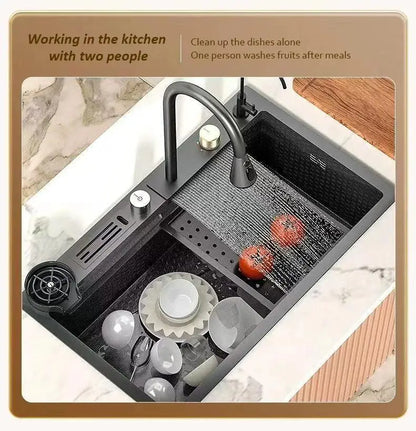 High-end stainless steel Kitchen Sink Matte Square Kitchen Accessories Large Single Sink Wash Basin With Faucet
