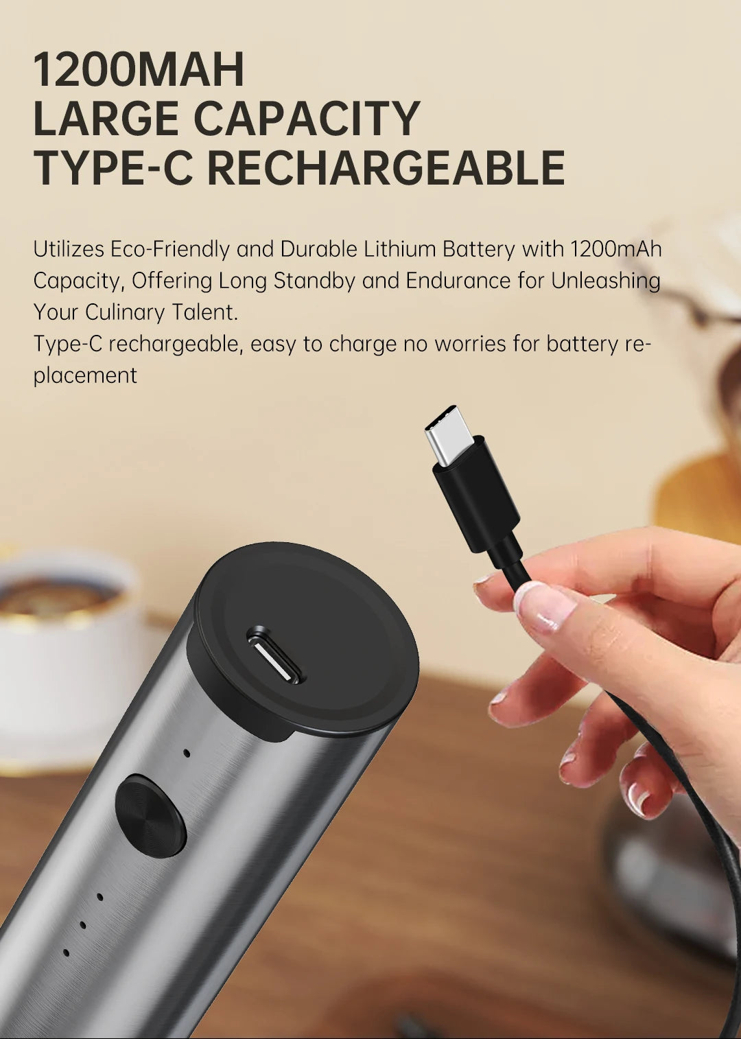 Mini milk frother, electric milk frother, coffee frother, household milk blender, handheld wireless whipper.