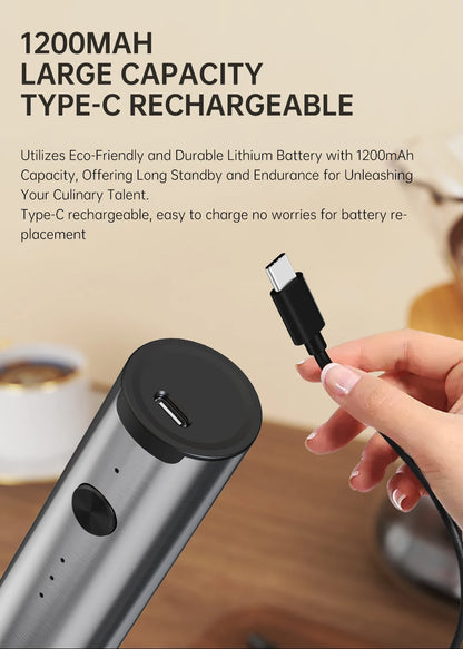 Mini milk frother, electric milk frother, coffee frother, household milk blender, handheld wireless whipper.