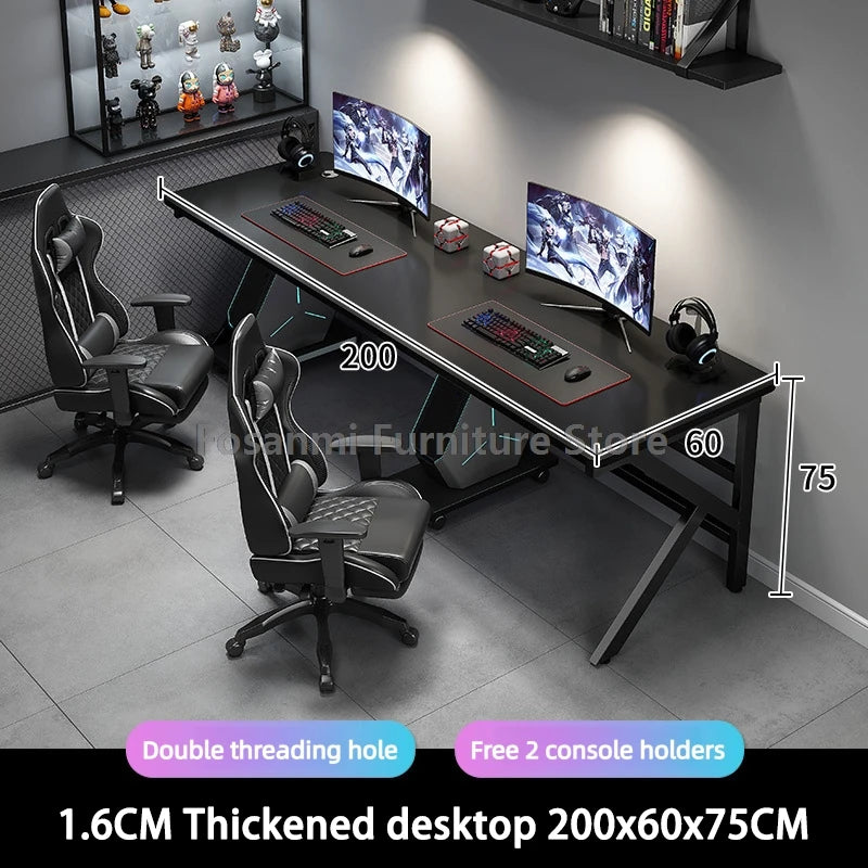 Großer 2-Personen-Gamer-PC-Schreibtisch mit K-förmigen Beinen, moderner Büro-Doppelcomputer-Schreibtische, geräumiger langer Gaming-Tisch für Zuhause und Arbeitszimmer für zwei Personen
