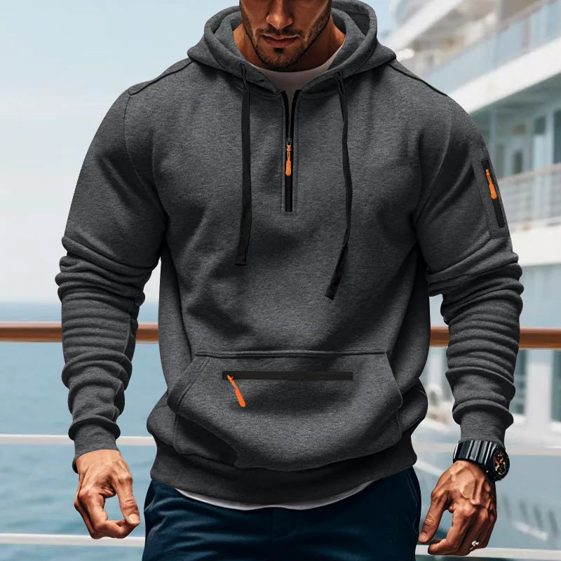 Men's Loose Fit Heavyweight American-Style Casual Sportswear Jacket fleece Lined Hooded Sweatshirt for Winter